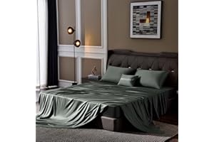 Whitney Home Textile Grey Queen Size Sheet Set Soft Silky Bamboo Microfiber Sheets for Queen Size Bed 16 Inch Deep Pocket Breathable Cooling Queen Bed Sheets Wrinkle Free 4 Piece Charcoal Grey