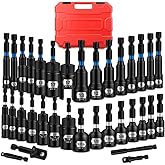 BLACKROBOT Impact Magnetic Nut Driver Set, 34-Piece Metric &amp; SAE Driver Bit Set, Deep Nut Driver Set, 1/4'' Quick Change Cr-V Steel Hex Nut Drivers with Sturdy Tool Box