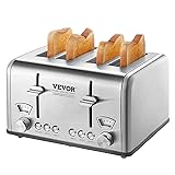 VEVOR Retro Stainless Steel Toaster, 4 Slice, 1625W