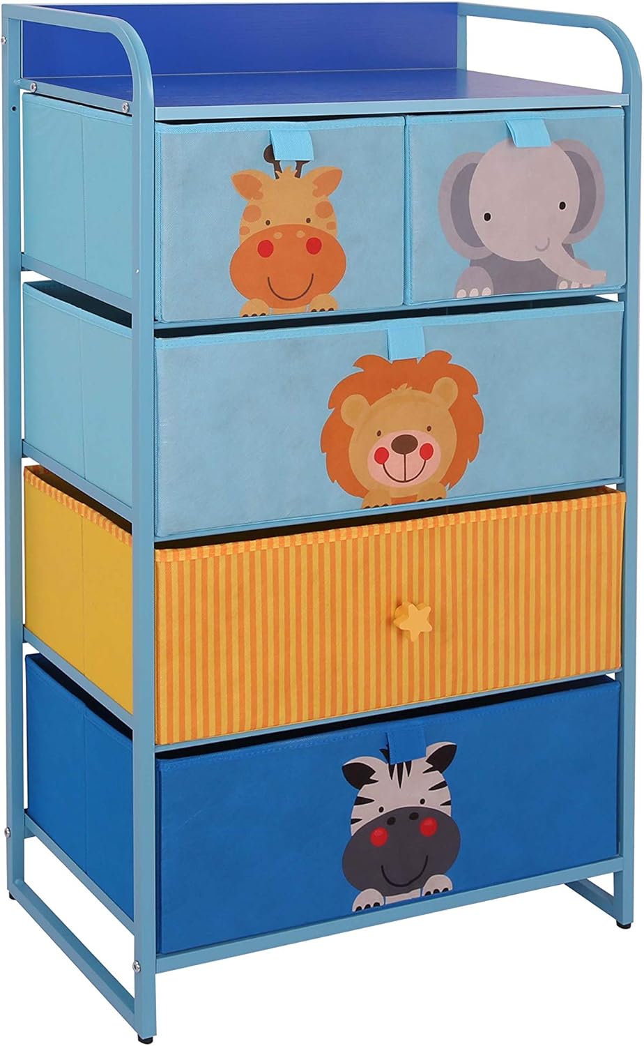 MY LUNA HOME Kids Dresser with 5 Drawers – Nursery Storage & Organizer Furniture for Children, Toddler, Baby– Heavy Duty, Soft & Easy Pull Fabric Bins for Toys, Clothes, Playroom & Bedroom - Blue: Kitchen & Dining