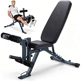 Hemeris 6-Level Adjustable Weight Bench with Leg Extension and Curl Machine | 1000 LBS Bench Press with Handle and Wheels, 1.5mm Heavy-Duty Tubing Workout Bench,3 High-Density Foam Padding Incline Bench