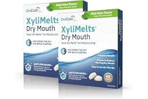 YOUR'S BATH Oracoat Xylimelts Oral adhering Discs, Mild Mint, 40 Count, Pack of 2