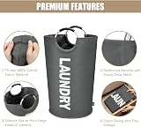 DOKEHOM 90L Large Collapsible Laundry Basket Freestanding Tall Hamper Dark Grey view 6