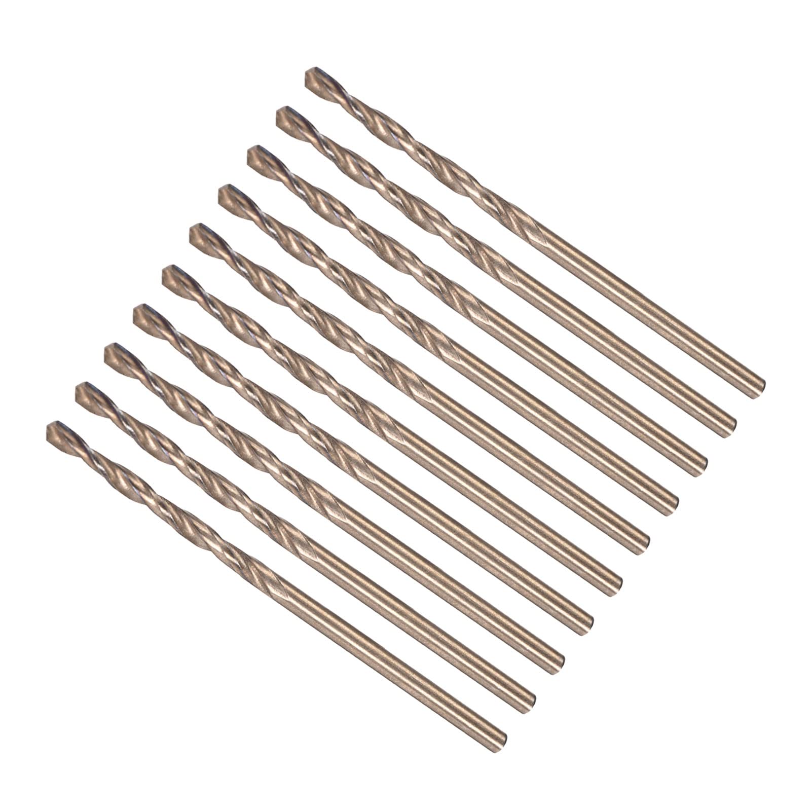 CoCud Twist Drill Bits, 2mm Cutting Edge, Titanium & Nitride Coated High Speed Steel 6542 Round Shank - (Applications: for Stainless Steel Drilling Machine), 10-Pieces