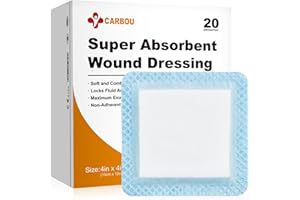 Carbou 4"x 4" Super Absorbent Wound Dressing Pads, 20 Individual Pack, Non Adhesive Absorbent Bandages for Wound Care, Soft Highly Absorbent Dressing, Non Stick Gauze Pads for Wounds