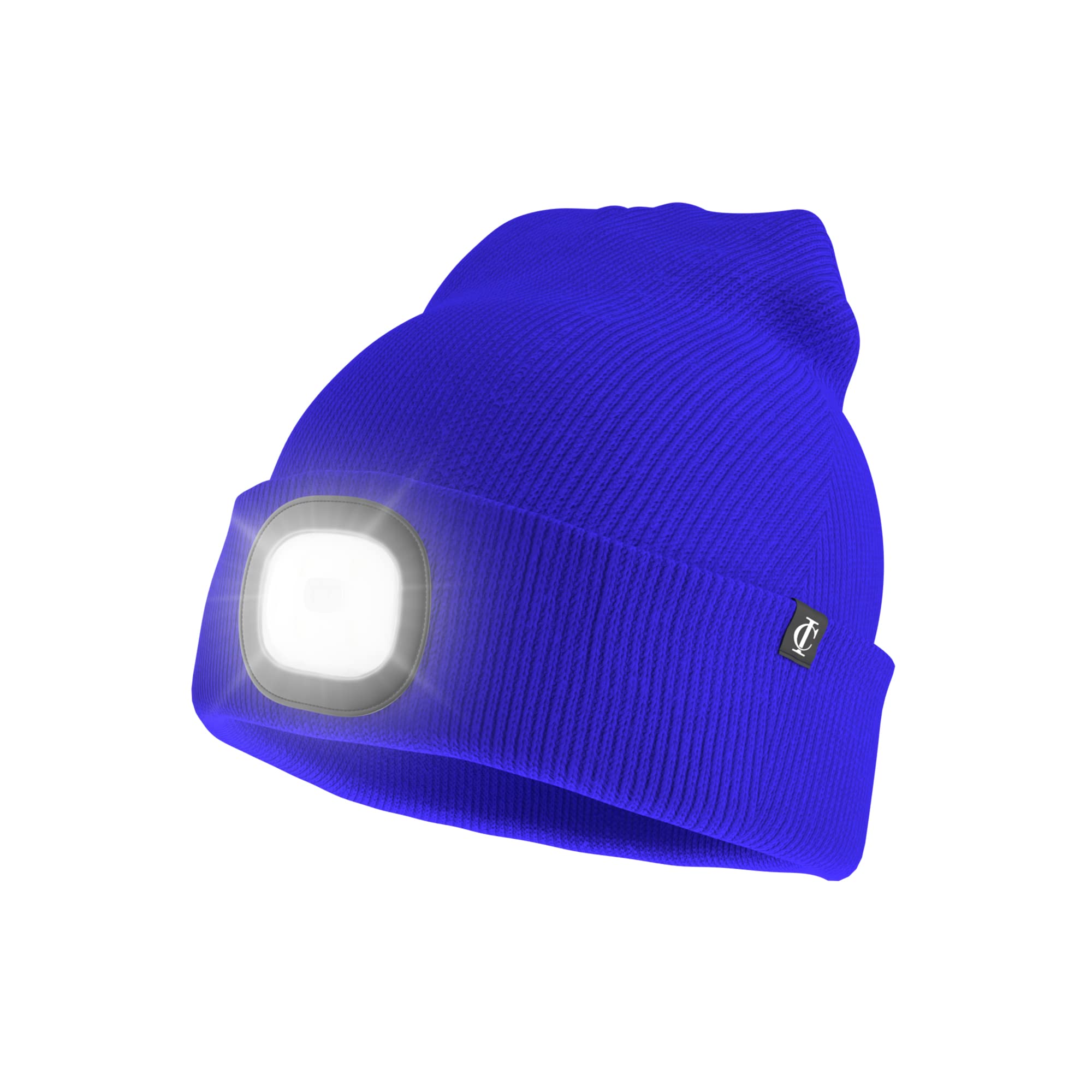 Idyllicomfort Led Lighted Beanie Hat,USB Rechargeable Hands Free Headlamp Cap, Unisex Winter Warmer Knit Hat with Light for Hiking Biking Camping Jogging, Gift for Men, Women, Teens Royal Blue