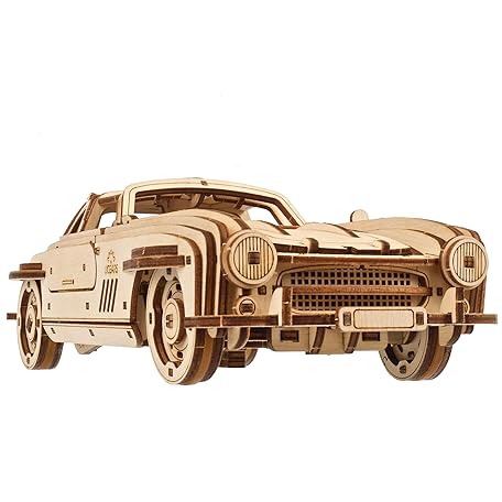 Ugears Winged Sports Coupe - Puzzle 3D In Legno Per Adulti - 262 Pezzi, Scala 1:24, Porte Ad Ali Di Gabbiano