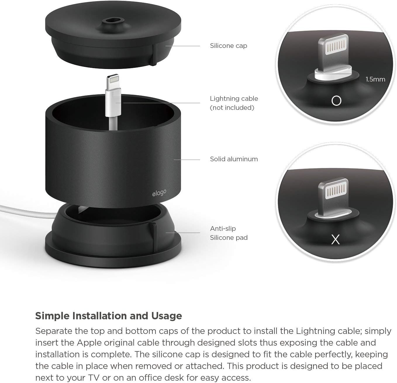 elago D Stand Charging Station Compatible with Apple TV Remote, iPhone, AirPods, iPad Mini, Wireless Keyboard - Image 4