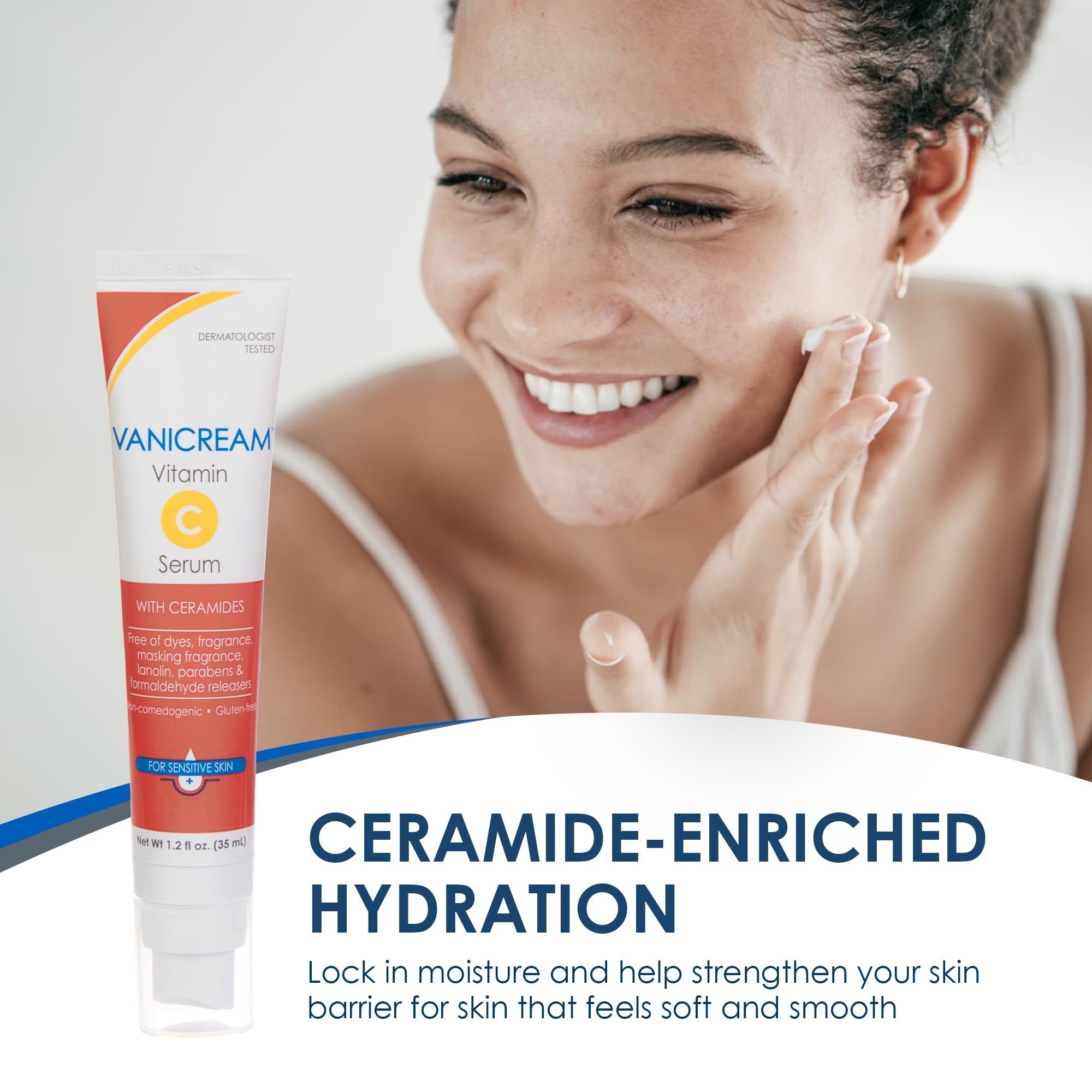 Vanicream Vitamin C Serum, 1.2 Fl Oz, Formulated without Common Irritants for Sensitive Skin, Milky and Lightweight Brightening Serum, Hydrates & Boosts Glow, Dermatologist-Tested