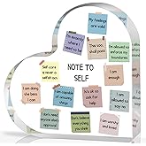 Note to Self Motivational Decor - Office Acrylic Heart Gift Therapy Mental Health Print Decorations for School Counseling Office Therapy Desktop Art Decoration School Counselor, Therapist Office Gifts