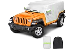 PANOYU Car Cover Fits for Jeep Wrangler JK JL 4 Door 2007-2023, Cab Cover Waterproof Rain Cover with Reflective Strip and Windproof Straps, Cab Door Zipper