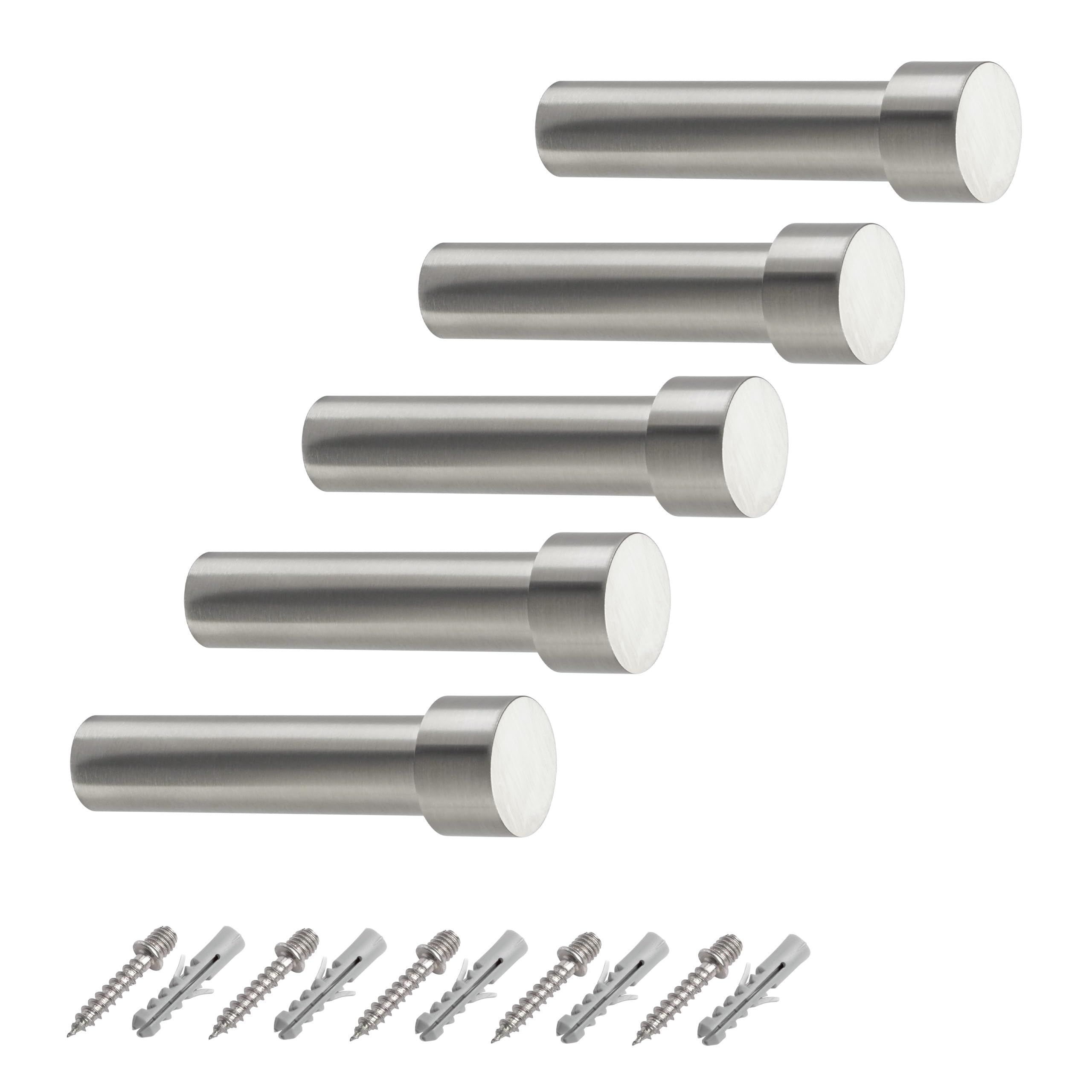 5 x SO-TECH® Clothes Hook TUULA III Real Stainless-Steel Massive 70 mm - Design Meets Functionality - Coat Hook Wall