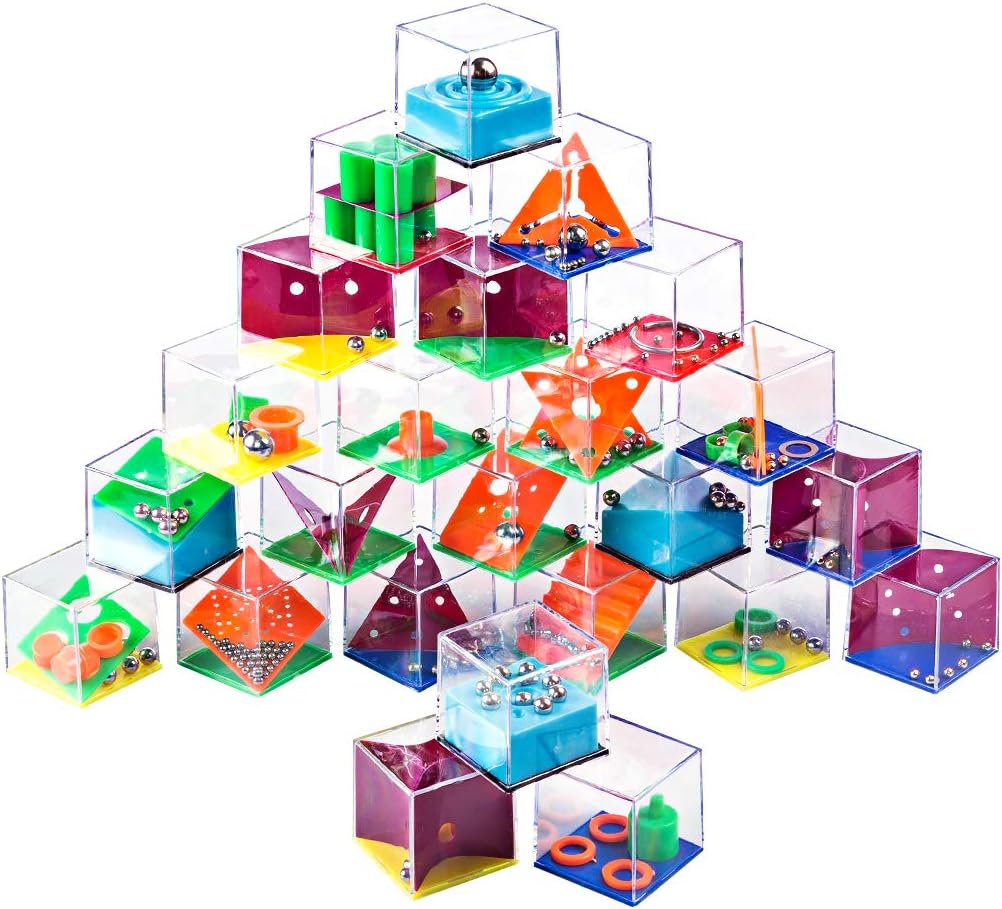 ColiCor 24pcs Maze Puzzle Box Brain Teaser Labyrinth IQ Test Toys 