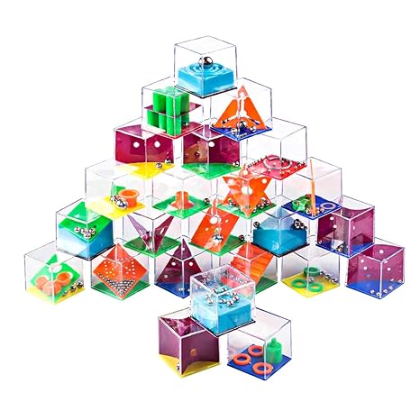 ANNA SHOP 24 Stück Denkspiel 3D Labyrinth Spiel Logikspiele Denkspiel Geschicklichkeitsspiel Puzzle Denkaufgabe für Kinder Er
