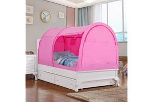 LEEDOR Bed Tent Dream Tents Bed Canopy Shelter Cabin Indoor Privacy Warm Breathable Pop Up Full Size for Kids and Adult Patent Pending Pink(Mattress Not Included)