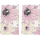 Artoid Mode Pink Floral Boho Kitchen Towels Dish Towels, 18x26 Inch Seasonal Spring Decoration Hand Towels Set of 2