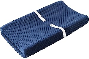 QUENESS Baby Changing Pad Cover, Super Soft Plush Dot Diaper Changing Table Covers for Baby Girls and Boys, Ultra Comfortable, Safe for Babies, Fit 32"/34'' x 16" Pad (Estate Blue)