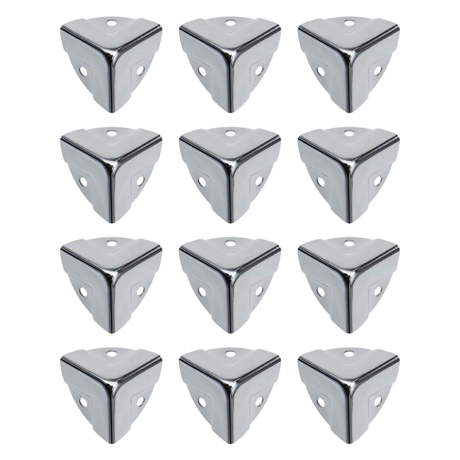 Create idea 12pcs 25X25X25mm Corner Brace Protectors Wrap Angle Edge Guard Cover Brackets Chrome for Wooden Trunk Box Chest Case Flightcase