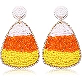 BSJELL Halloween Earrings Beaded Candy Corn Dangle Earrings Thanksgiving Halloween Costume Accessory Idea Gifts for Women (Candy Corn)