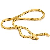 Men 925 Sterling Silver Dragon Necklace 24K Gold Plated Vintage 5MM 20 "22" 24 "26" Franco Link Curb Chain Choker Fashion Punk Gold Fine Jewelry Gift (26 inch, Golden)