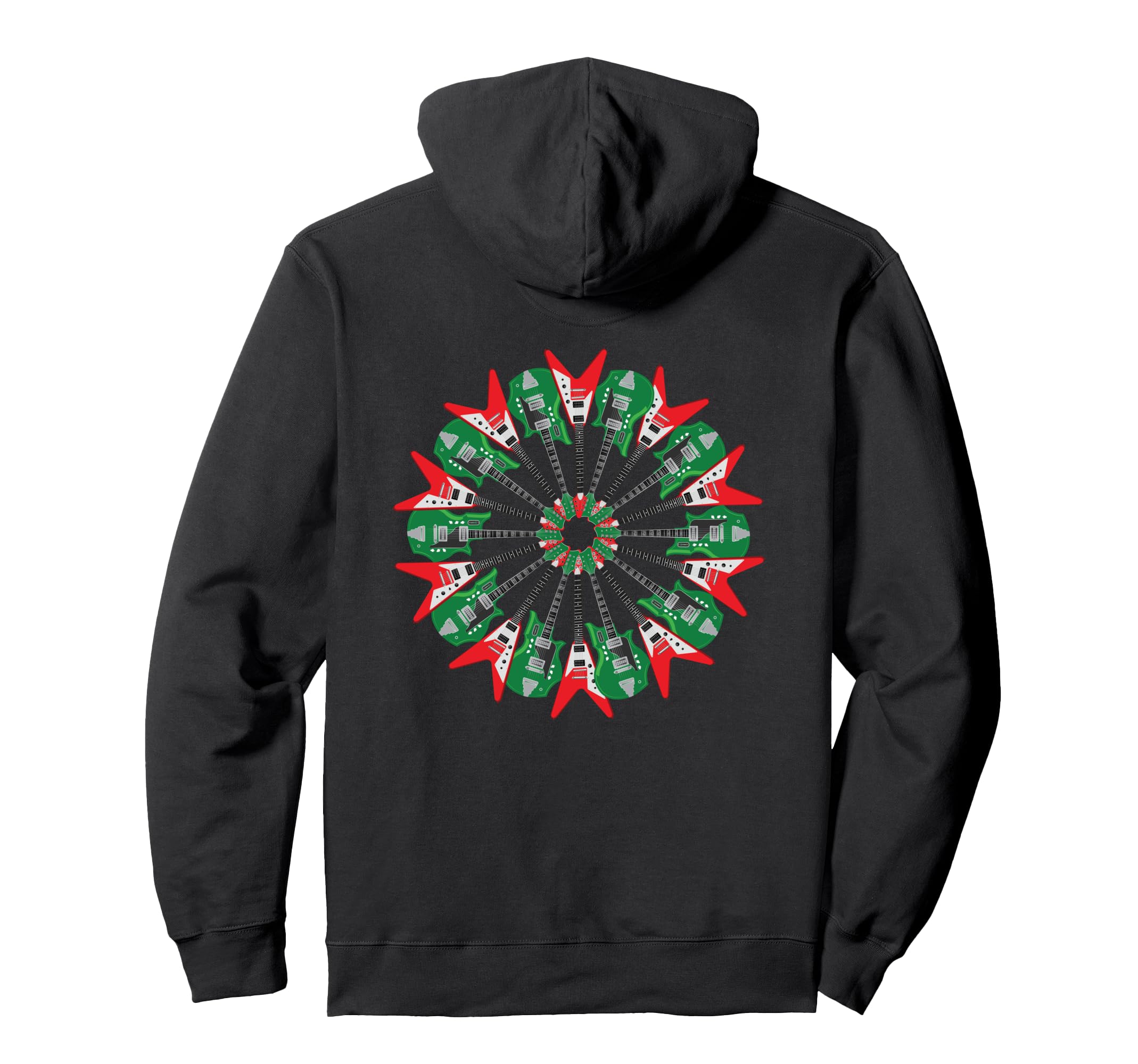 Electric Guitar Wreath - Christmas Guitar Pullover Hoodie