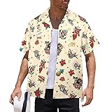 HUGLAZY Mens Tropical Shirts Floral Hawaiian Short