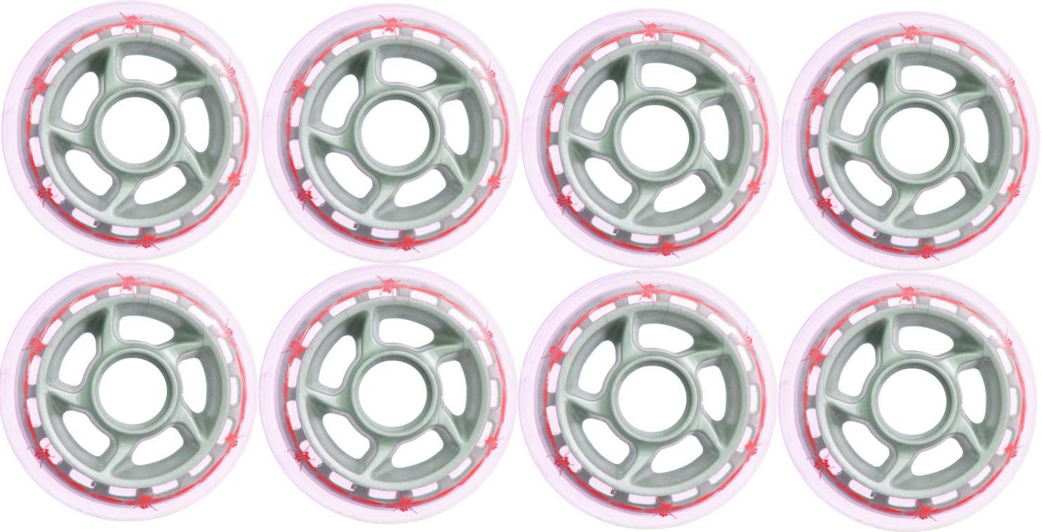 Barbed Wire 8 Inline Skate Wheels 80mm 80a, Clear/Gray