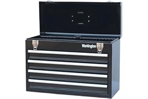Workington Portable Metal Tool Chest with 4 Drawers, 20" 4-Drawer Tool Chest Cabinet with Ball Bearing Drawer Slides, Steel Tool Storage Box Organizer 4004 Black