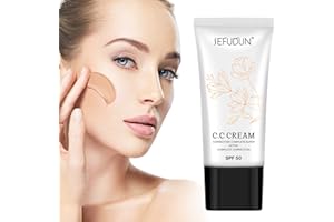 NIFEISHI CC Cream with SPF 50, CC Cream Self Adjusting for Mature Skin, Colour Correcting Face Sunscreen and Foundation, Pre-makeup Primer Moisturizing Skin Concealer