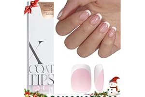 BTArtboxnails XCOATTIPS French Gel Nails - White French Tip Press on Nails Pink Extra Short Square Shape Nail Tips, Fake Nails Extensions Nail Art DIY