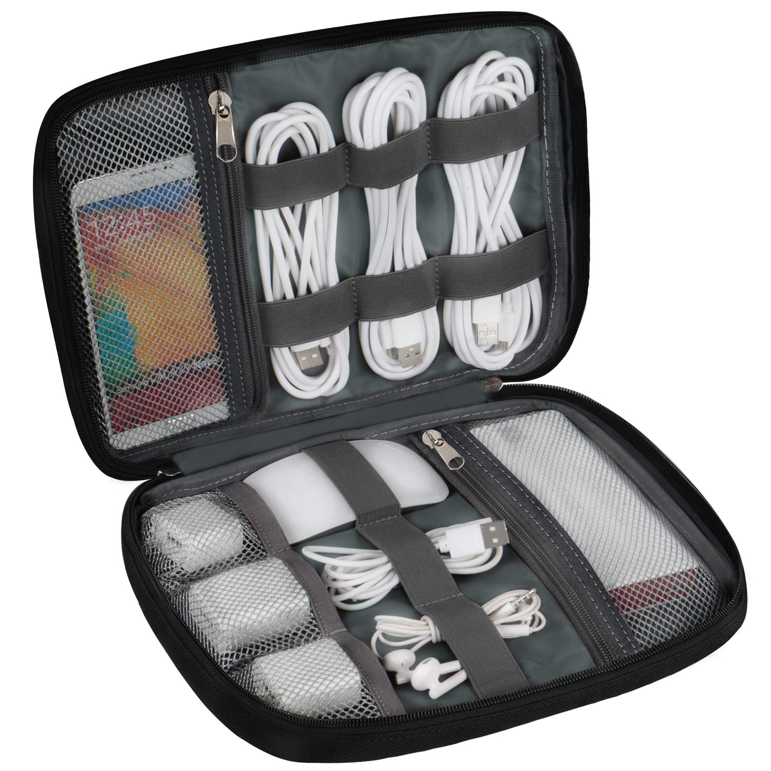 Deegotech Travel Electronics Organizer, Durable Waterproof Universal Electronic Accessories Bag Case for Cord Phone Charger USB Flash Drive SD Card Earphone, Black