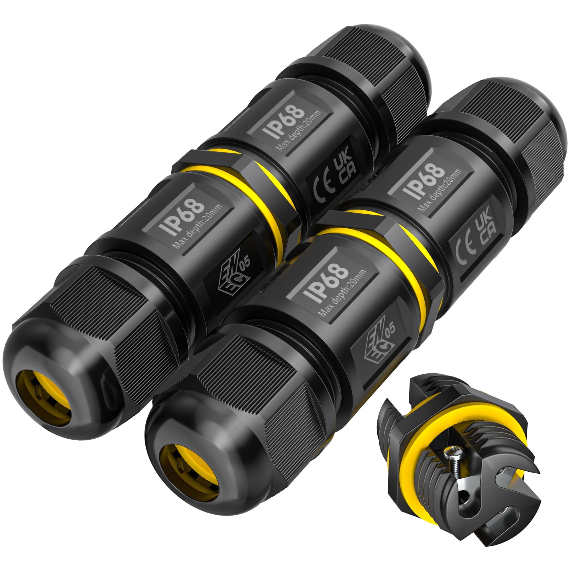 SOMELINE IP68 Waterproof Junction Box Outdoor Cable Connector, 2-Way Wire Connector Electrical Junction Box, Extension Electrical Cable Protector for Cable Diameter Ø5mm-9mm (2 Pack)