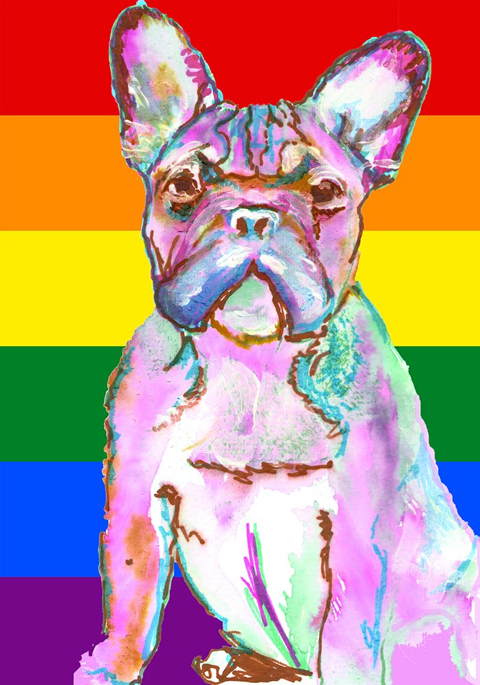 abstract french bulldog painting