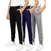 Real Essentials 3 Pack: Boy's Mesh Jogger Sweatpants - Youth Kids Baseball Football Athletic Pants with Pockets