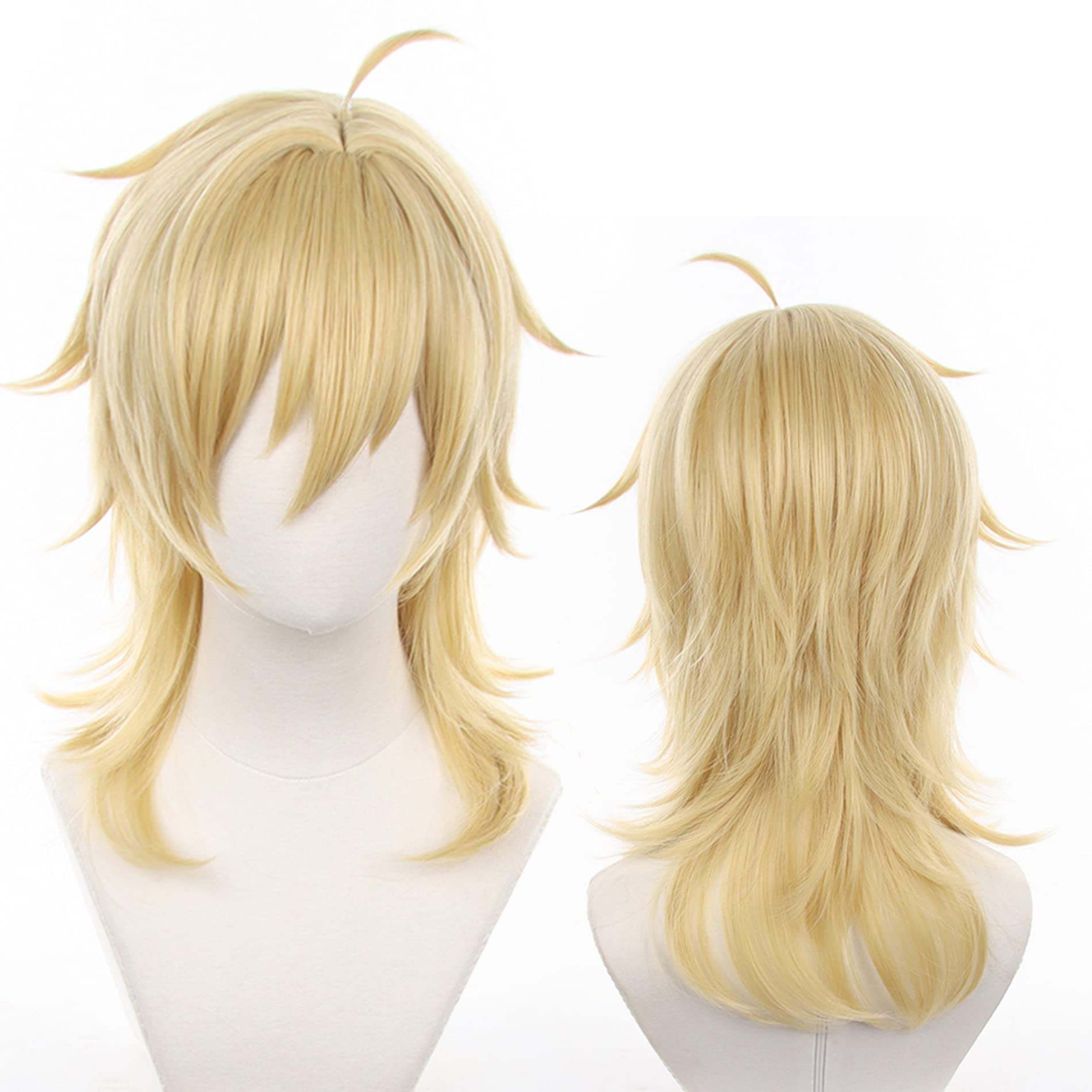 Blonde Long Straight Wigs with Bangs Heat Resistant Fiber Synthetic for Unisex Women Men Halloween Comic Con Anime Cosplay Show Replacement Wigs โ image 1