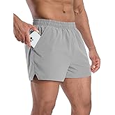 MIER Mens 3 Inch Shorts for Athletic Running Dry Fit Lightweight Workout Gym Active Shorts with Brief Liner, Pockets