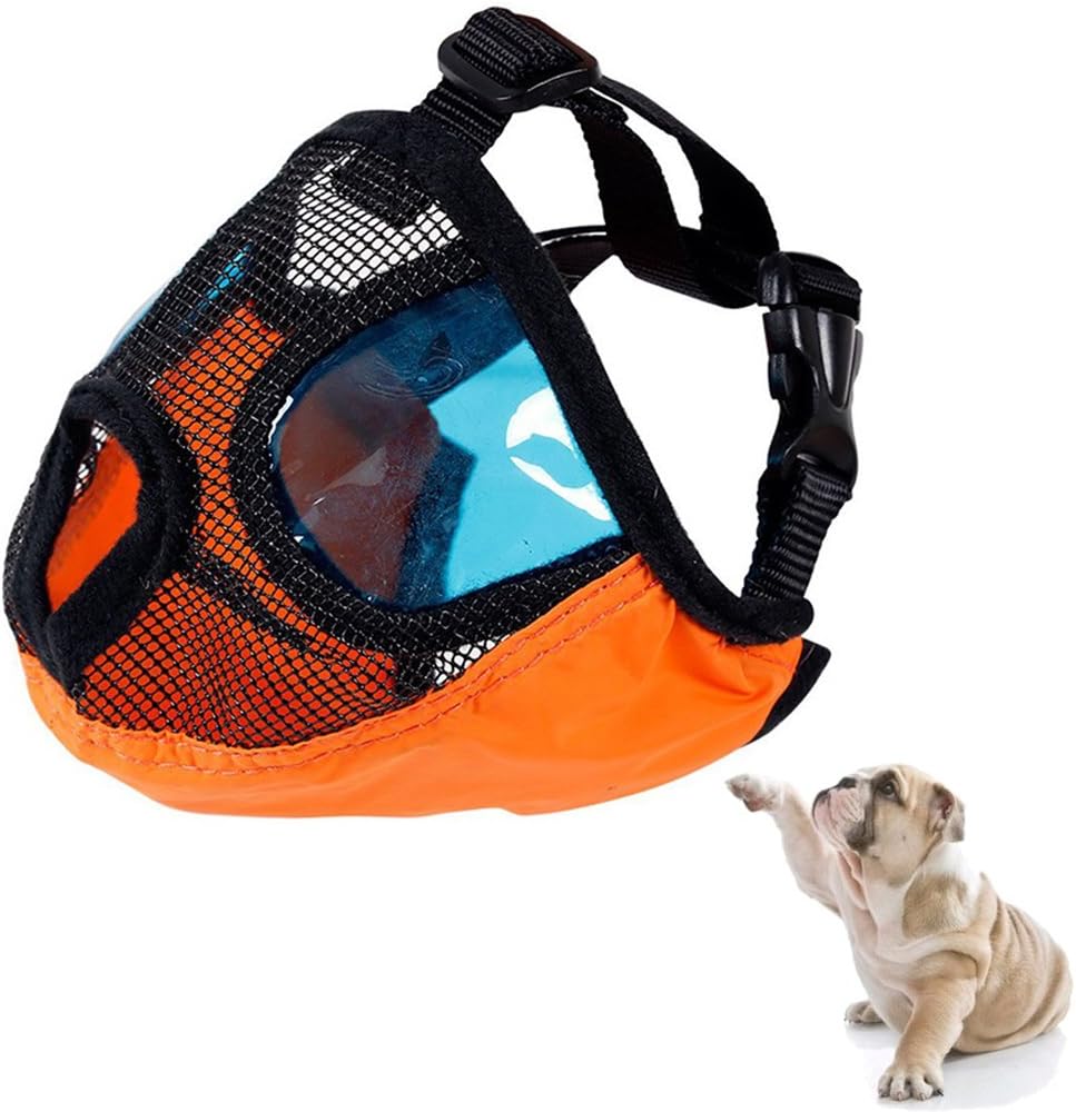 iMichelle Dog Muzzles for Biting Barking,Adjustable Short Snout Dog Anti Bite Puppy Mesh Muzzle with Eyeglasses Masks for Pitbulls,Pekingese,Tibetan Spaniels,Boston Terrier,American English Bulldogs