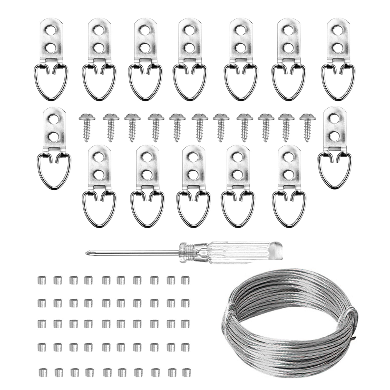 Photo 1 of D Ring Picture Hangers Kit, YHYZ Heavy Duty D-Ring Picture Hanging Hooks (Large) with Screws, 30 Sets, Hanging Wire Included, for Wooden Frame Mirror Clock Canvas Wall Decor