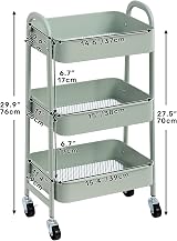 DoeWorks Storage Trolley on Wheels 3-Tier Teal Metal Cart 70cm 15kg per tier view 8
