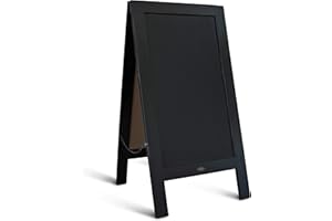 HBCY CREATIONS Rustic Vintage Black Wooden A-Frame Chalkboard/Sidewalk Chalkboard Sign/Large 40" x 20" Sturdy Sandwich Board/A Frame Restaurant Message Board (Classic)