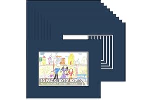Space Art Deco, 10 Pack Picture Frame Mats, 8x10 Dignity Blue Mattes with Core Bevel Cut 4.5x6.5 Opening for 5x7 Pictures, Acid Free Photo Matting for Artwork