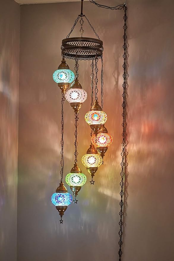 7 Turkish Moroccan Mosaic Tiffany Pendant Light Lamp
