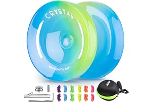 INOVASHON Yoyo K2 Crystal - Professional Responsive Yoyo for Kids 8-12, Dual Purpose Yo-Yo for Advanced + Extra Unresponsive Yo Yo Bearing + 12 Yoyo Strings+Storage Bag + Removal Tool ( SkyBlue Yellow)