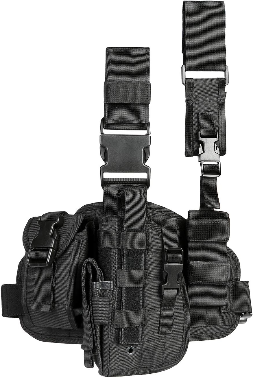 Paladins Drop Leg Holster with Magazine Pouch,Right/Left Handed Tactical Thigh Pistol Gun Holster Leg Harness,Glock 19 Holster