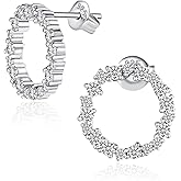 IMOLOVE Round Moissanite Stud Earrings for Women, 0.6ct Round Cut 925 Sterling Silver Fashion Earrings, 18K White Gold Plated Hypoallergenic Womens Stud Earrings