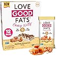 Love Good Fats Keto Protein Snack Bars - Chewy Nutty Salted Caramel with Almonds and White Chocolate - 15g Good Fats, 9g Protein, 5g Net Carbs, 2g Sugar, Gluten-Free, Non GMO, 12 Pack