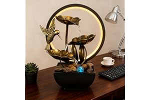 AOZITA Tabletop Fountain, Indoor Waterfall Fountain, Small Home Décor Zen Relaxation Soothing Sound Machine for Office, Livin