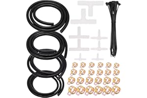TuoLauthon ID 5/32" 1/4" 5/16" 3/8" High Temperature Black Silicone Vacuum Hoses Wall Thickness 3mm with Plastic T-Joiner, Sp