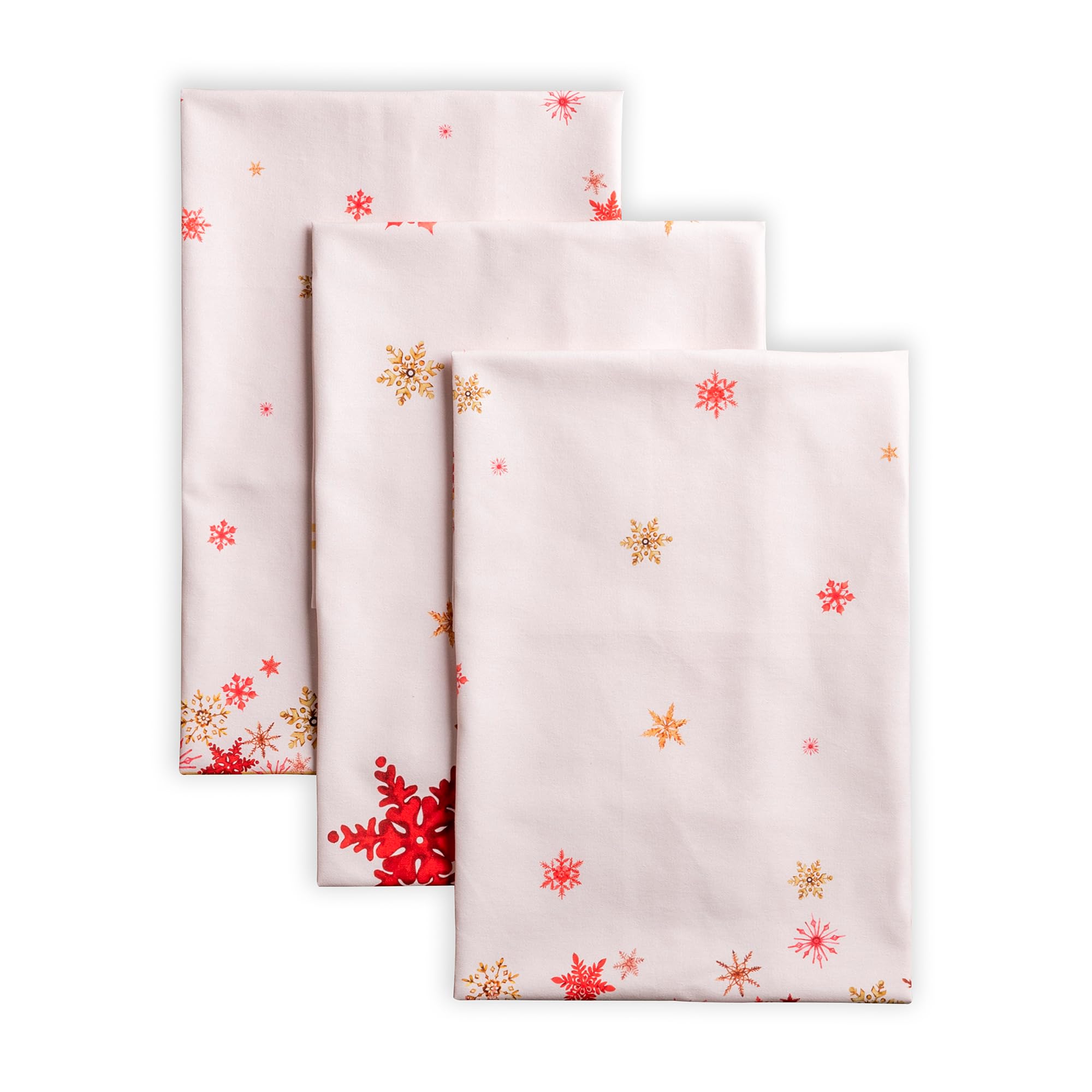 Maison d' Hermine Kitchen Towels Set of 3 100% Cotton 70 CM x 50 CM Reusable Cloth Tea Dish Towels Absorbent with Hanging Loop for Kitchen Dining Christmas Decorations (Crystal Star)