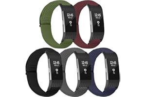 TumpCez Elastic Bands Compatible with Fitbit Charge 2 Band, Adjustable Stretchy Soft Nylon Solo Loop Replacement Strap for Fitbit Charge 2 Women Men